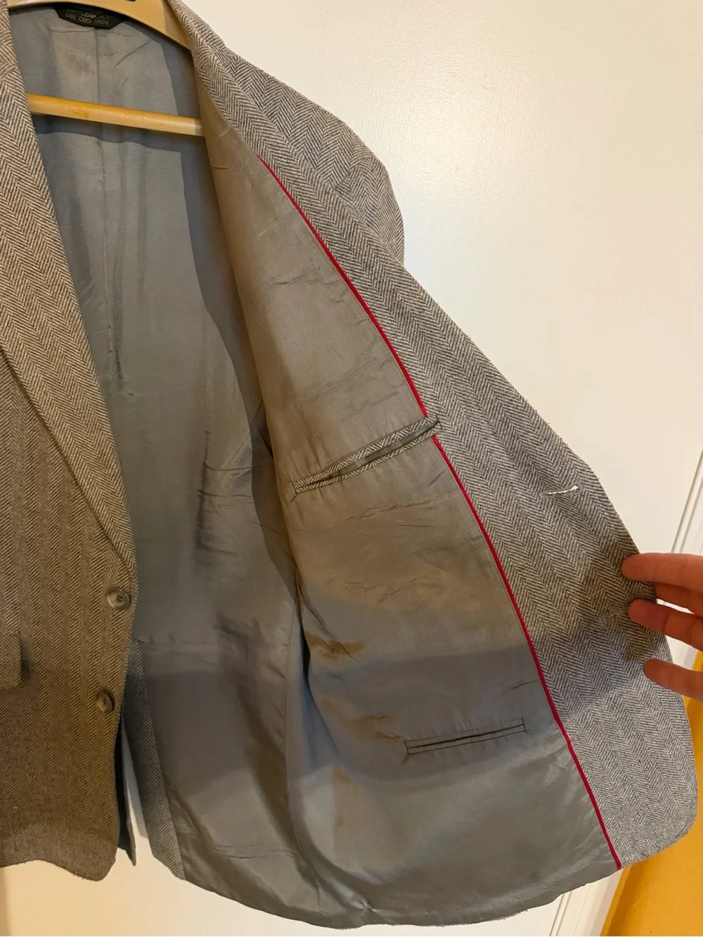 Men's Tweed Sport Coat - Neutral Gray Brown Herringbone